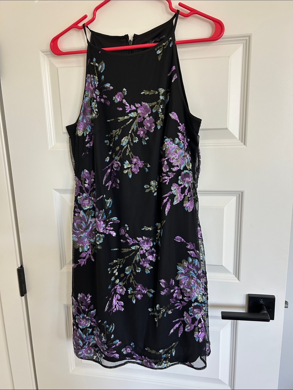 White House Black Market Sleeveless Dress - Purple Floral Print